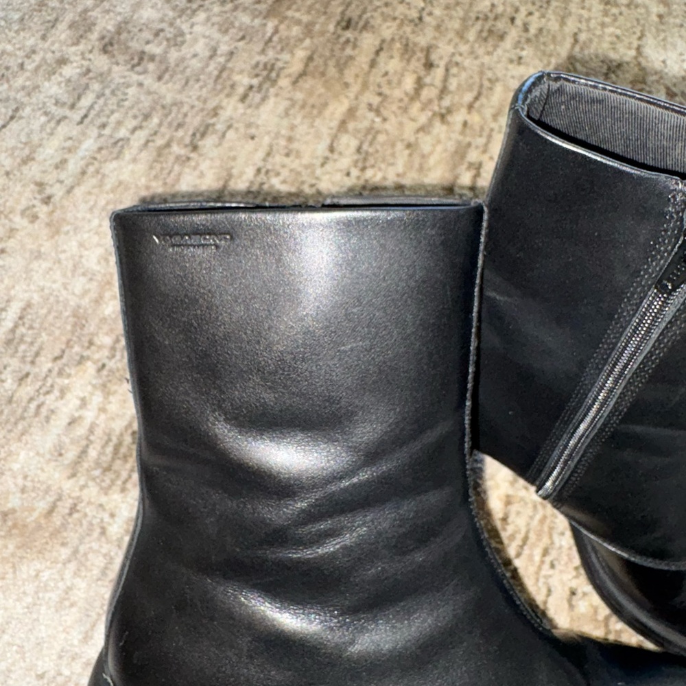 Vagabond Black Mid-Calf Block Heel Leather Boots - Picture 3 of 6